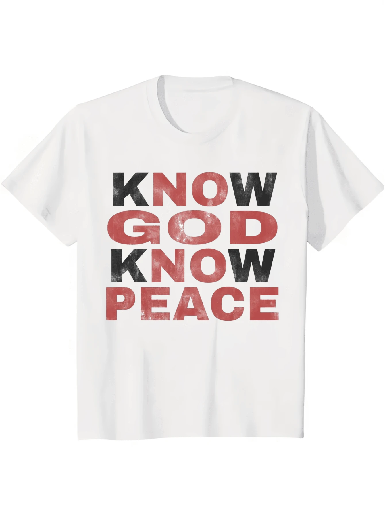 New Arrival,Religious Casual Wear For Women – 'Know God, Know Peace' Crewneck Graphic Tee,Best Gift For You - White - View 1