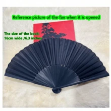 1pc Black Classic Folding Fan, Bamboo Frame, Suitable For Chinese Or Spanish Style, Great For Weddings, Parties, Performances, Dancing, Home Decor, Festivals, Birthdays And Graduation Gifts - Multicolor - View 3