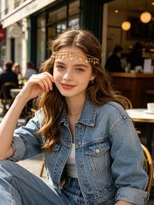 Girl's Luxury Bridal Headchain, Fashionable Bohemian Style Wedding Hair Accessories, Gold Color Hair Jewelry, Girls School Supplies, Jewelry - Multicolor - View 11