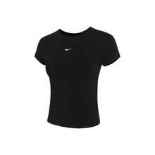 Nike Sportswear CHILL KNIT舒適修身純色logo印花彈性圓領短袖 T卹 女款 黑/白 - 黑色 - 查看 15