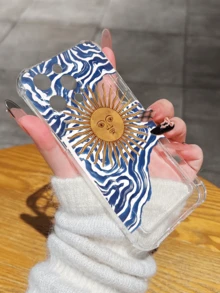 Transparent Card Holder Phone Case With Sun And Wave Print, Supports Card Insertion, TPU Soft Shell With Precise Cutouts And Anti-Fall Corners, Compatible With IPhone 15 Pro Max, 14 Plus, 13 Pro Max, 12, 11, 7G, 7P, IX, XR, XS Max, 11, 12, 13, 14, 15, 16, 15 Pro, 15 Plus, 15 Pro Max, 7 Plus, 8 Plus, X, XS Max, XR, 11 Pro, 12 Pro, 13 Pro, 14 Pro, 12 Mini, 13 Mini, 17, 17 Pro Max, Shockproof, Scratch-Resistant, Valentine's Day Gift - Clear - View 2