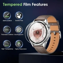 10片相容於 Galaxy Watch 42mm/46mm、Galaxy Watch3 41mm/45mm、Watch4 40mm/44mm、Watch4 Classic 42mm/46mm、Watch6 40mm/44mm通用鋼化玻璃螢幕保護貼，透明玻璃保護貼，防水防刮，易安裝，9H硬度，無氣泡 [國際版而非本地版] - 彩色 - 查看 2