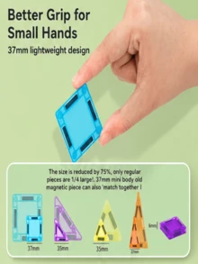 Set de 29 piezas de mini baldosas magnéticas para niños, juguete de construcción STEM DIY con lata de almacenamiento portátil, juguete educativo de construcción magnética para juego interior & exterior, regalo interactivo para padres e hijos para niños y niñas de 3+ años, colores aleatorios - Multicolor - Ver 2