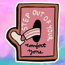 Step Out Of Your Comfort Zone Feet Stepping Out Of Painting Waterproof Vinyl Sticker - Durable Smooth Surface, Self-Adhesive Bumper Sticker, Suitable For Cars, Windows, Laptops, Trucks, Water Bottles - Multi-Functional Durable Design, Car Sticker - Vinyl - View 2
