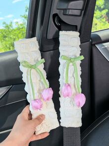 鬱金香花紋汽車安全帶肩墊，創意汽車安全帶保護套，適用於四季，女性汽車配件 - 鬱金香 - 查看 13