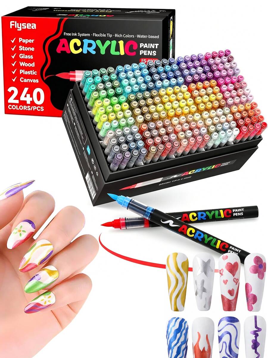 12Pcs/Set Nail Art Graffiti Pen Nail Marker Drawing Abstract Lines Fine Detail Floral Design Waterproof Nail Art Pen Tools Nail Graffiti Pens For Nail Art Supplies, Nail Art Graffiti Pen Lines Waterproof Nail Paint DIY Quick Drying Dot Stitching Pen - Multicolor - View 1