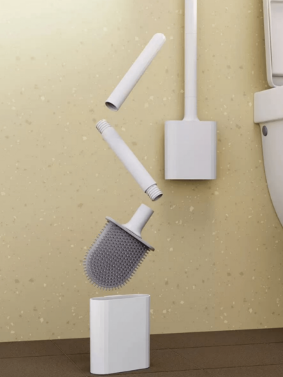 Bộ 2 cái/1 cái bàn chải vệ sinh treo tường bằng silicone, bàn chải vệ sinh làm sạch sâu không góc chết, lông mềm linh hoạt kèm giá treo, cán dài vươn sâu, đầu bàn chải tráng men-TPR khử khuẩn mạnh, dụng cụ vệ sinh phòng tắm phù hợp cho khu vực ẩm ướt