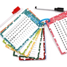 Children's 0-12 Multiplication Math Flashcards, Reusable Dry Erasable Learning Set + 2 Erasable Pens + 1 Storage Ring Card Educational Toy Set - Multicolor - View 6