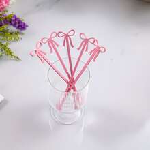 2/4/8 piezas Palitos agitadores con lazo rosa lindo, agitadores de bebidas adecuados para despedida de soltera, fiesta de despedida de soltera y regalos de cumpleaños, agitadores de cócteles reutilizables, añaden estilo al café helado, cócteles y té con leche, adecuados para el hogar, cafetería, boda y fiesta de cumpleaños. Convenientes de usar y desechar, añaden un toque de encanto exquisito a tu colección de artículos de bar. - Rosa - Ver 4