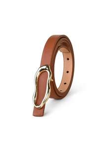 1/2/3Pcs Women PU Faux Leather Skinny Belt Set, Asymmetric Round Pin Buckle Decorative Waist Belt For Jeans Pants Dresses Daily Outfits - A - View 25