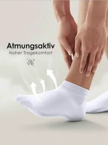 5/10 đôi tất thuyền cổ thấp màu trắng cho nữ mùa hè tựu trường, tất tàng hình mỏng bằng cotton nguyên chất cho du lịch & nghỉ dưỡng, tất unisex thường ngày công sở đi làm - trắng - Xem 2