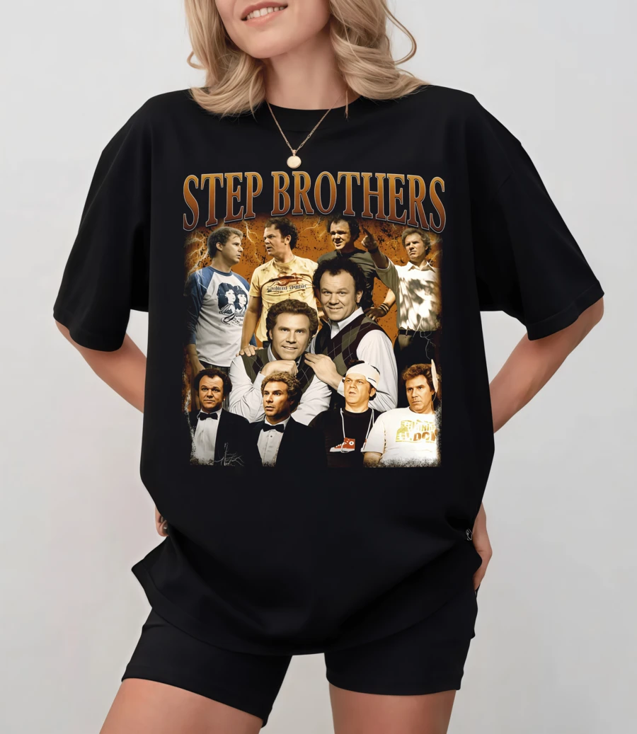 Counterfeit Retro Step Brothers Movie T-Shirt - Black - View 1