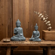 1pc Southeast Asian Thai Mini Buddha Statue, Gray Resin Zen Meditation Figurine, Suitable For Home Decor, Yoga Studio, Altar, Office Desk - Multicolor - View 6