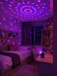 [LED Ambient Light] Colorful Ring Dot Ceiling Projection Lamp, USB Powered, Suitable For Living Room, Game Room, Party, Holiday Decoration - Multicolor - View 10