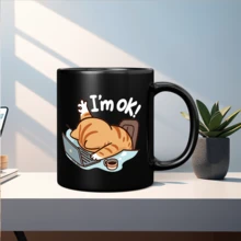 Ceramic "I'm Fine" Cat Themed Reusable Coffee Mug - Keeps Drinks Hot Or Cold, Ideal Gift For Cat Lovers, Hand Wash Only - Multicolor - View 19