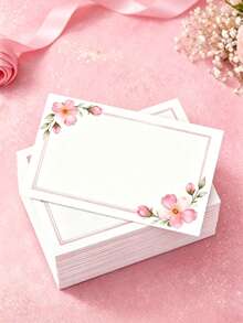 50 piezas Tarjetas en blanco con forma de corazón minimalistas, Tarjetas de mensaje florales en blanco, Tarjetas de felicitación en blanco con borde de acuarela de flores y corazones rosas, Tarjetas de bendición manuscritas, Impulsor de estado de ánimo, Expresión sincera, Adecuado para cualquier ocasión, Tarjetas de cartera, Tarjetas de presentación, Tarjetas de felicitación blancas, Regalos para maestros, Temporada de graduación, Día de la Madre - tarjeta - Ver 1