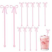 2/4/8 piezas Palitos agitadores con lazo rosa lindo, agitadores de bebidas adecuados para despedida de soltera, fiesta de despedida de soltera y regalos de cumpleaños, agitadores de cócteles reutilizables, añaden estilo al café helado, cócteles y té con leche, adecuados para el hogar, cafetería, boda y fiesta de cumpleaños. Convenientes de usar y desechar, añaden un toque de encanto exquisito a tu colección de artículos de bar. - Rosa - Ver 9