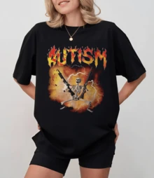 Funny Skeletal Pattern T-Shirt For Autistic People, Skeletal Meme On The Theme Of Autism - Black - View 11