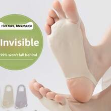 1/4 pares - Calcetines de mujer con cinco dedos y media palma anti-fricción, calcetines suaves y elásticos para la parte delantera del pie con suela antideslizante, calcetines sedosos para tacones altos, calcetines invisibles antideslizantes, calcetines de bajo empeine (sin cartón), primavera/verano, calcetines separadores de dedos para mujeres, calcetines ultra finos para mocasines de damas, calcetines invisibles antideslizantes de bajo empeine, calcetines con amortiguación para aliviar la fatiga, adecuados para tacones altos, calcetines de dedos - Multicolor - Ver 6
