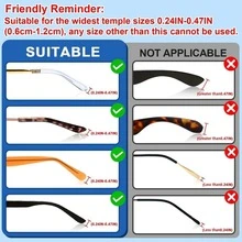 6/10/20 Peças Ganchos de Orelha Antiderrapantes de Silicone - Disponíveis em Transparente, Preto e Outras Cores, Adequados para Esportes e Atividades ao Ar Livre, Retenedores de Óculos Confortáveis, Alças de Óculos da Moda, Garantem Têmporas de Óculos Confortáveis e Seguras, Suporte de Óculos Esportivos para Adultos, Fixador de Óculos, Têmporas Antiderrapantes de Silicone para Óculos, Presente Ideal - Multicolorido - Visão 4