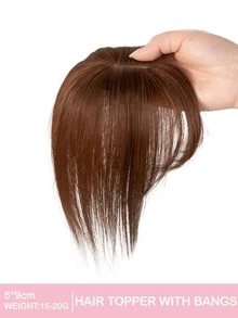 Women's Human Hair Topper With Bangs To Cover White Hair, 5*9cm Silk Base For Added Volume, Essential Hair Accessory For Festivals, Summer, Travel And Holidays - Multicolor - View 17