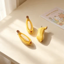 5/10pcs Resin Simulated Banana Pendant, Brooch, Earrings, Necklace, Bracelet, Jewelry Making Materials, DIY Handcraft Parts - Keychain, Keyring, Wallet Charm, Bag Charm, Phone Charm, Various Miniature Accessories - Multicolor - View 1