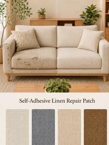 Large Size Linen Cloth Patch, Self-Adhesive Leather Repair Patch, Vinyl Repair Tape, Suitable For Sofa, Car Seat, Damaged Leather Furniture - Flax - View 1