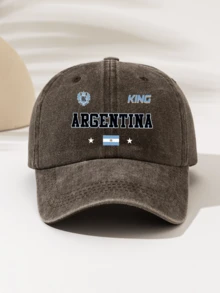 1pc Minimalist Letter Washed Baseball Cap With "KING ARGENTINA" Print, Fashionable Gift For Family And Friends, Suitable For Outdoor Sports, Lightweight And Portable, All Season - Washed Baseball Cap - View 15
