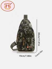 1pc Fashionable Versatile Camo Solid Color Sports Crossbody Bag, Adjustable Strap For Chest/Shoulder/Messenger Wear, Large Capacity Multi-Pocket Design, Durable Water-Resistant Fabric, Built-In Earphone Hole, Ideal For Commuting, Leisure, Outdoor Activities - Black - View 2