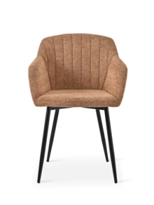 Goeurvant Contemporary Vertical-Stripe Upholstered Dining Chairs With Armrests & Metal Legs For Dining Room, Kitchen, Living Room - Set Of 2 / Set Of 4 / Set Of 6--Orange-Chenille - 橘色 - 查看 6