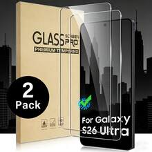 2片裝強化玻璃螢幕保護貼組，適用於 Galaxy S26 Ultra/S26+ Plus/S26/S25/S24/S23/S22/S21 Plus FE/A05S/A06/A07/A15/A16/A17/A24/A25/A26/A35/A36/A37/A54/A55/A56/A57，支援指紋解鎖、防刮、無氣泡、全螢幕覆蓋、高清晰度與透亮 - 無色 - 查看 37