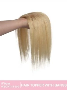 Women's Human Hair Topper With Bangs To Cover White Hair, 5*9cm Silk Base For Added Volume, Essential Hair Accessory For Festivals, Summer, Travel And Holidays - Multicolor - View 25