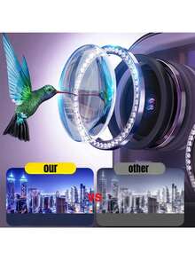 Rhinestone Camera Lens Protector Ring, Aluminum Alloy Scratch-Resistant Lens Film, Compatible With IPhone 17 Pro Max/16 Pro Max/16 Plus/15/14/13/12/11 Rear Camera Protection - Purple - View 4