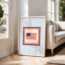1 pezzo Quadro da parete in tela con bandiera americana in stile rustico, opera d'arte stampabile con bandiera americana in stile accademico, motivo a bandiera USA per il 4 luglio, decorazione americana, quadro su tela, arte con ragazza di moda, opera d'arte con citazione ispirazionale, decorazione per la casa, tela appesa - A - Visualizzare 11