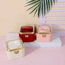 1-Piece Wedding Valentine's Day Automatic Flip-Top Rose Scented Surprise Jewelry Box Elegant Imitation Wood-Grain Tabletop Gift Box Set Ideal As Birthday Gifts, Valentine's Day Presents, And Holiday Party Gift Packaging (Multiple Colors Available) - Bear Gift Box - View 2