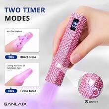 GANLAIX 水鑽美甲烘乾燈附支架，便攜手持式 USB 充電凝膠美甲燈，LCD 螢幕顯示，快速固化迷你美甲燈，適用凝膠指甲油，女性禮物 - 彩色 - 查看 3