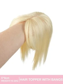Women's Human Hair Topper With Bangs To Cover White Hair, 5*9cm Silk Base For Added Volume, Essential Hair Accessory For Festivals, Summer, Travel And Holidays - Multicolor - View 14