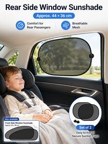 Parasol para ventana lateral de coche con ventosas, parasol de malla transpirable con protección UV para bebés y niños, cubierta de privacidad transparente antideslumbrante y bloqueadora de calor, plegable y de ajuste universal para la mayoría de coches y SUV, protección solar - A - Ver 9