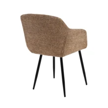 Goeurvant Contemporary Vertical-Stripe Upholstered Dining Chairs With Armrests & Metal Legs For Dining Room, Kitchen, Living Room - Set Of 2 / Set Of 4 / Set Of 6--Coffee-Chenille - Coffee - 查看 8