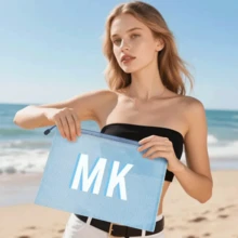 Customized Fabric Personalized Beach Bag - Personalized Letters Summer Makeup Storage Bag, Waterproof Pool Travel Storage Bag, Suitable For Vacations - Multicolor - View 4