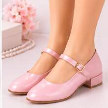 Children's Mary Jane Doll Ballet Flats With Small Heel/Patent Leather - Wedding/Party Sizes 28 To 36 - 淺粉色 - 查看 12