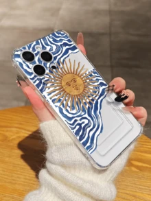 Transparent Card Holder Phone Case With Sun And Wave Print, Supports Card Insertion, TPU Soft Shell With Precise Cutouts And Anti-Fall Corners, Compatible With IPhone 15 Pro Max, 14 Plus, 13 Pro Max, 12, 11, 7G, 7P, IX, XR, XS Max, 11, 12, 13, 14, 15, 16, 15 Pro, 15 Plus, 15 Pro Max, 7 Plus, 8 Plus, X, XS Max, XR, 11 Pro, 12 Pro, 13 Pro, 14 Pro, 12 Mini, 13 Mini, 17, 17 Pro Max, Shockproof, Scratch-Resistant, Valentine's Day Gift - Clear - View 4