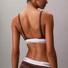 Icon Cotton Modal Lightly Lined Bralette Underwear  Women  Bras + Bralettes  QF8503 - Logo leo núi kẻ sọc + nâu cà phê - Xem 2