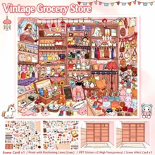 New Large Size DIY Scene Stickers, Adult Landscape Stickers, House Stickers, Scrapbooking Stickers, 3D Miniature House Micro Landscape Stickers, DIY Scrapbook Stickers, Landscape Stickers, Scenery Stickers, Notebook Stickers, Back To School - A - View 16