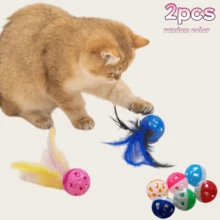 1个/4个/8个装宠物猫玩具，带羽毛球，互动猫咪追逐玩具，室内游戏彩色猫咪自玩尾巴玩具 - 送给宠物主人和爱猫人士的完美节日礼物 - 彩色 - 查看 25