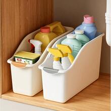1pc No-Assembly Under Sink Storage Box, Ergonomic Curved Design With Handle, Sturdy Plastic Household Organizer, Perfect For Cabinet, Kitchen, Bathroom Daily Essentials Storage - Multicolor - View 4