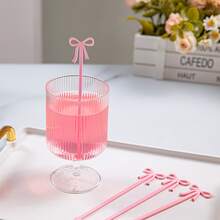 2/4/8 piezas Palitos agitadores con lazo rosa lindo, agitadores de bebidas adecuados para despedida de soltera, fiesta de despedida de soltera y regalos de cumpleaños, agitadores de cócteles reutilizables, añaden estilo al café helado, cócteles y té con leche, adecuados para el hogar, cafetería, boda y fiesta de cumpleaños. Convenientes de usar y desechar, añaden un toque de encanto exquisito a tu colección de artículos de bar. - Rosa - Ver 2