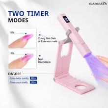 GANLAIX 可攜式美甲烘燈與美甲燈，可充電式 3 合 1 迷你凝膠美甲固化燈，附支架與 Type-C 充電線，180mAh 快乾美甲禮盒組 - 彩色 - View 3