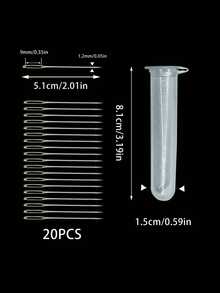 20pcs 5.1cm Large Eye Metal Hand Sewing Needles, Ribbon Embroidery Style With Flip Cover Storage Tube, Cross Stitch Leather Sewing Home Embroidery Tools - Ribbon Needle - View 1