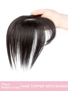 Women's Human Hair Topper With Bangs To Cover White Hair, 5*9cm Silk Base For Added Volume, Essential Hair Accessory For Festivals, Summer, Travel And Holidays - Multicolor - View 34